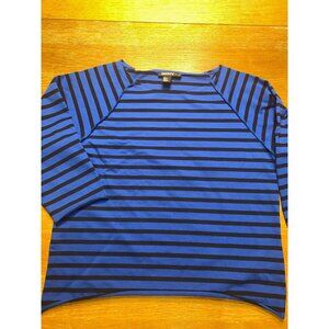 DKNY Womens Striped Blue & Black Long Sleeve Top Size L